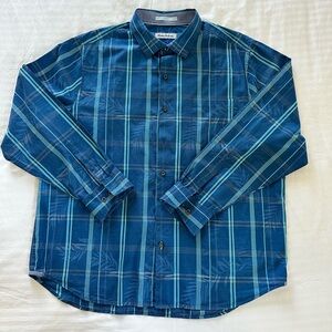 Tommy Bahamas Men’s Button Down Long Sleeves Shirt Size XL Blue Teal Plaid